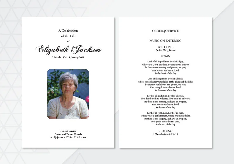Personal Order Of Service