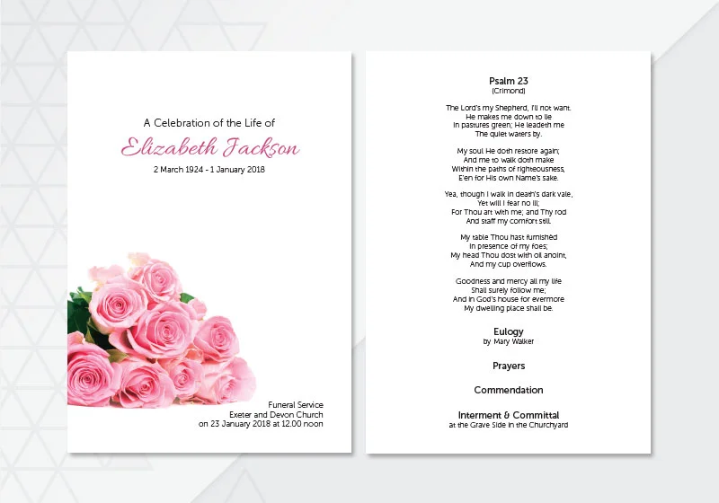 Roses Order Of Service