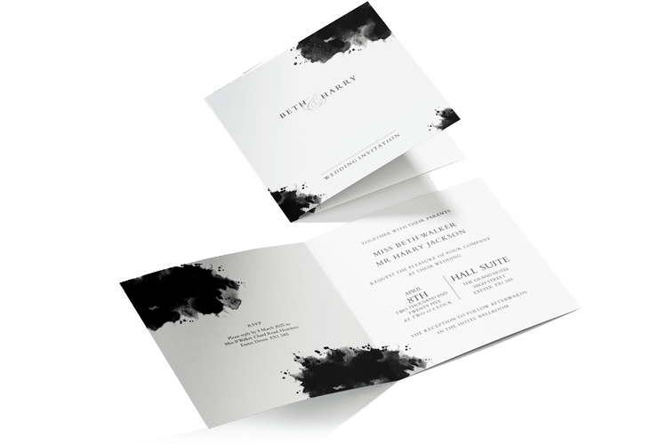 Wedding invitation in black and white