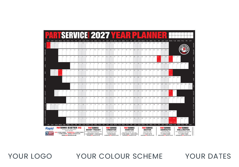 Wall planner - your logo your colour scheme your dates